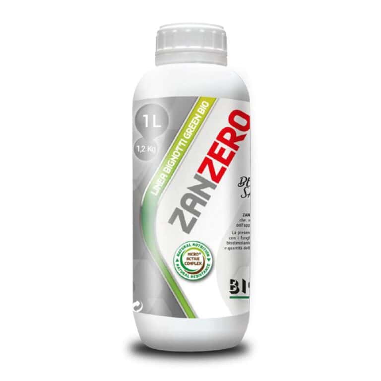 Bottiglia di fertilizzante biologico ZANZERO per agricoltura sostenibile.